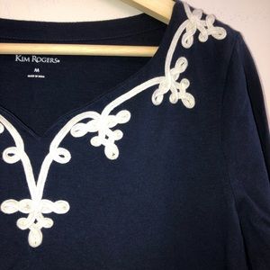 Kim Rogers Tops - Kim Rogers Medium Navy Blue embroidered Top Kim Rogers Tops - Kim Rogers Medium Navy Blue embroidered Top